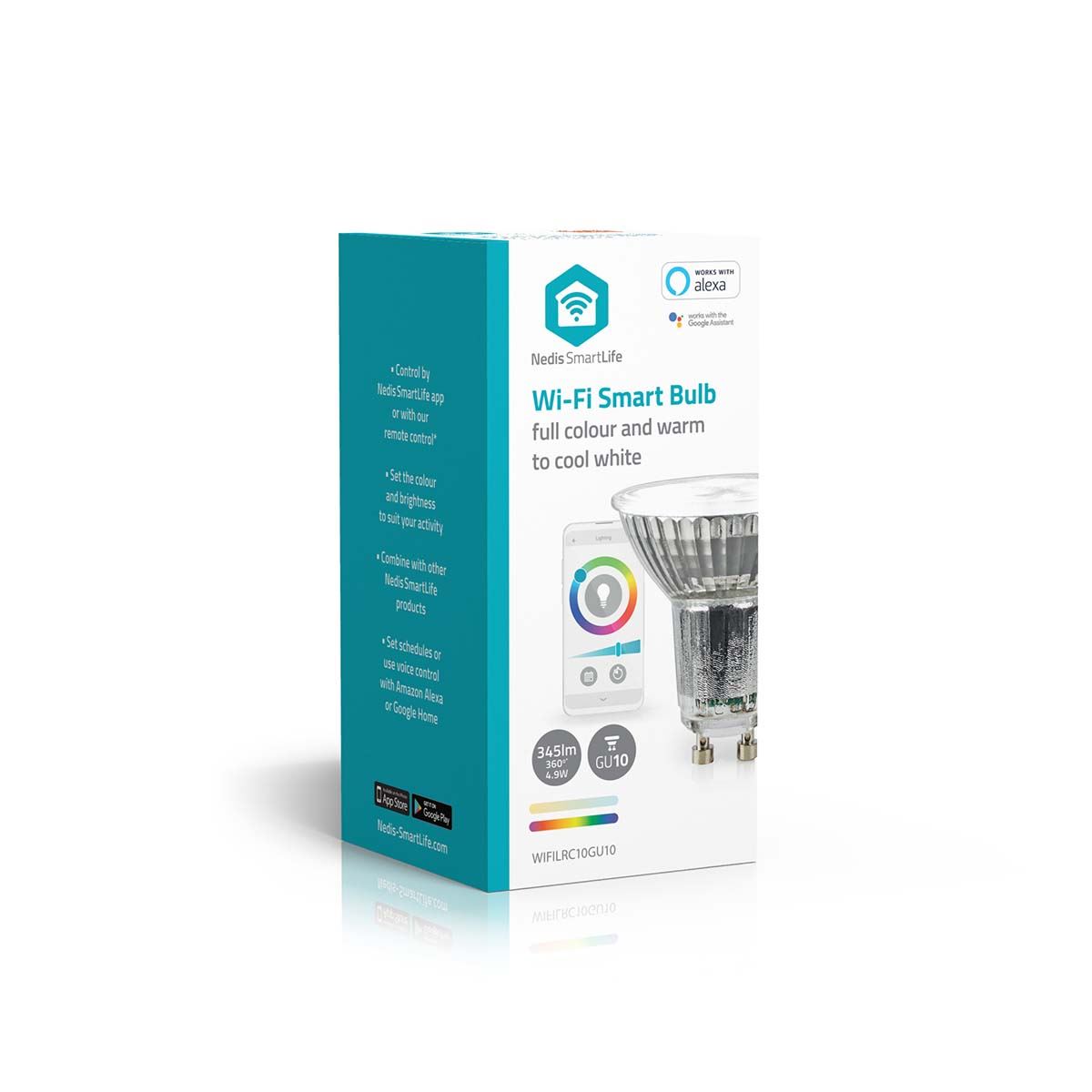 Nedis SmartLife LED Spot | Wi-Fi | GU10 | 345 lm | 5 W | RGB / Warm to Cool White | 2700 - 6500 K | Energy class: G | Android™ / IOS | PAR16 | 1 pcs