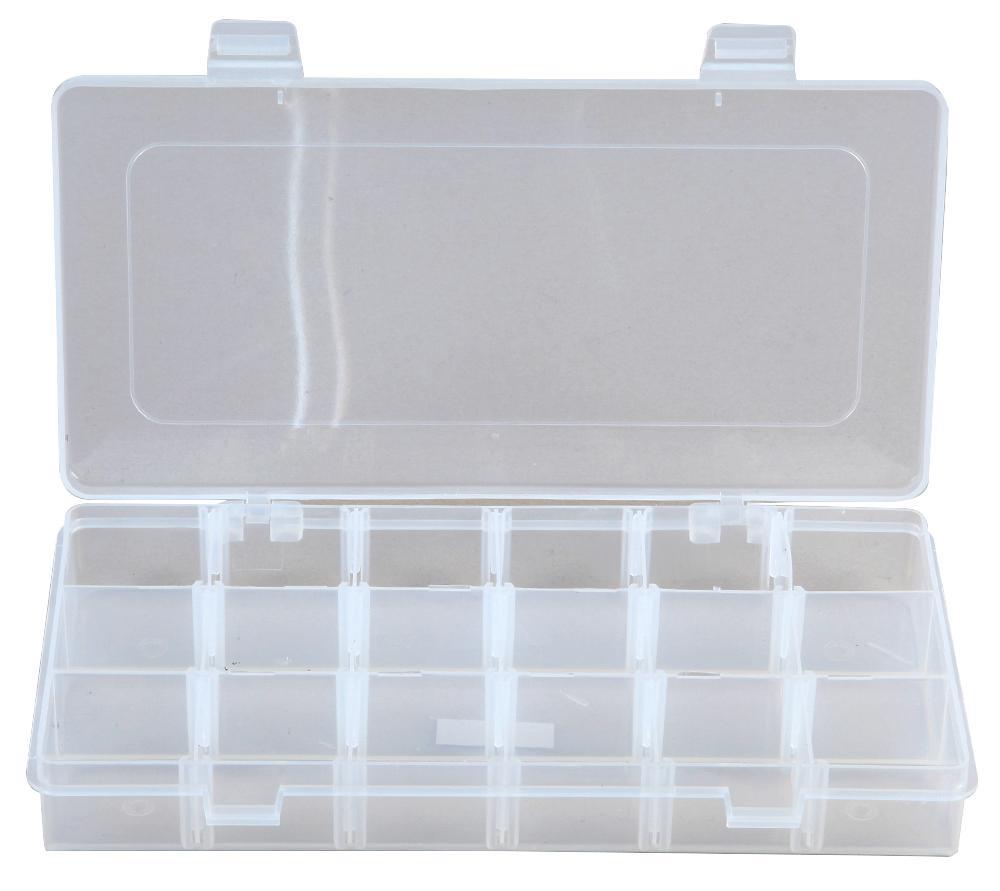 3 -18 Compartment Transparent Organiser Storage Box with Removable Sections - 35mm x 230mm x 125mm, Crafting, DIY etc.