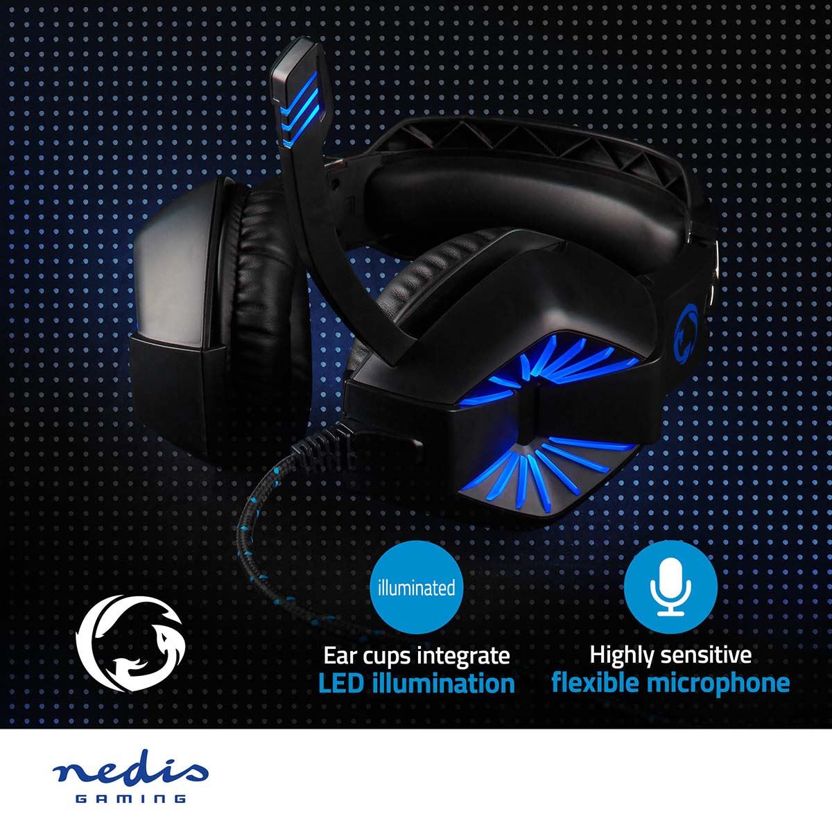 Nedis Gaming Headset | Over-Ear | Stereo | USB Type-A / 2x 3.5 mm | Fold-Away Microphone | 2.20 m | LED