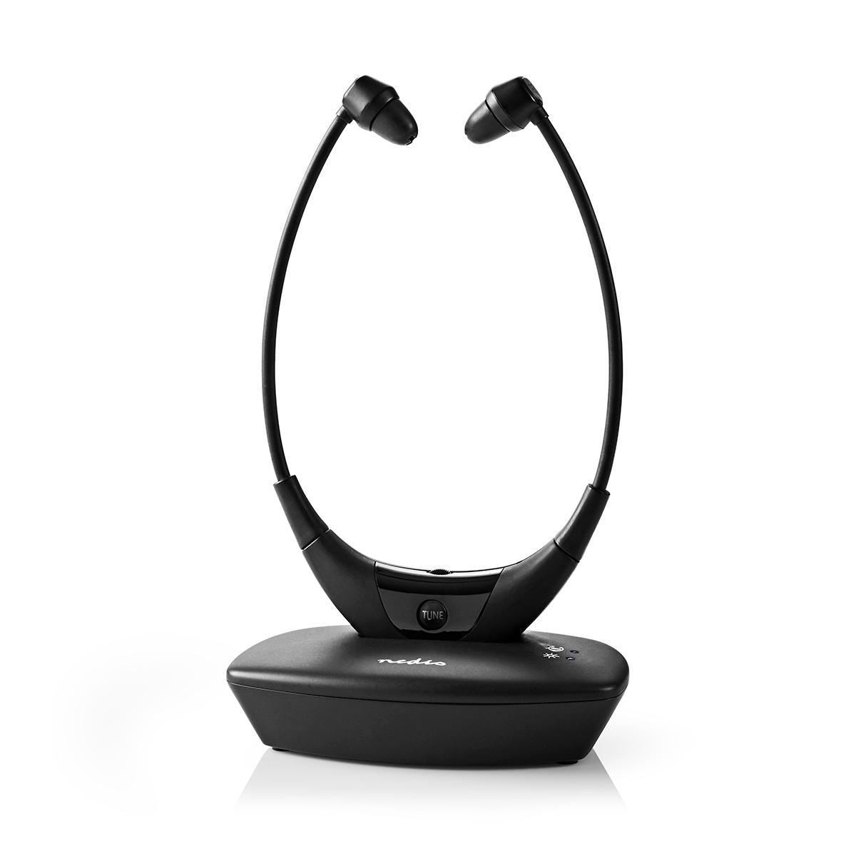 Nedis Wireless TV Headphones | RF, frequency 868 Mhz | In-Ear | Maximum battery play time: 4.5 hrs | 35 m | Digital Audio | Charging dock | Balance control | Black