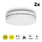 Alecto SA300 Ultra Thin Smoke detector with Hush Button | >85 dB | 10 Year Battery Included | EN14604:2005/AC:2008 | White | 2 Pack