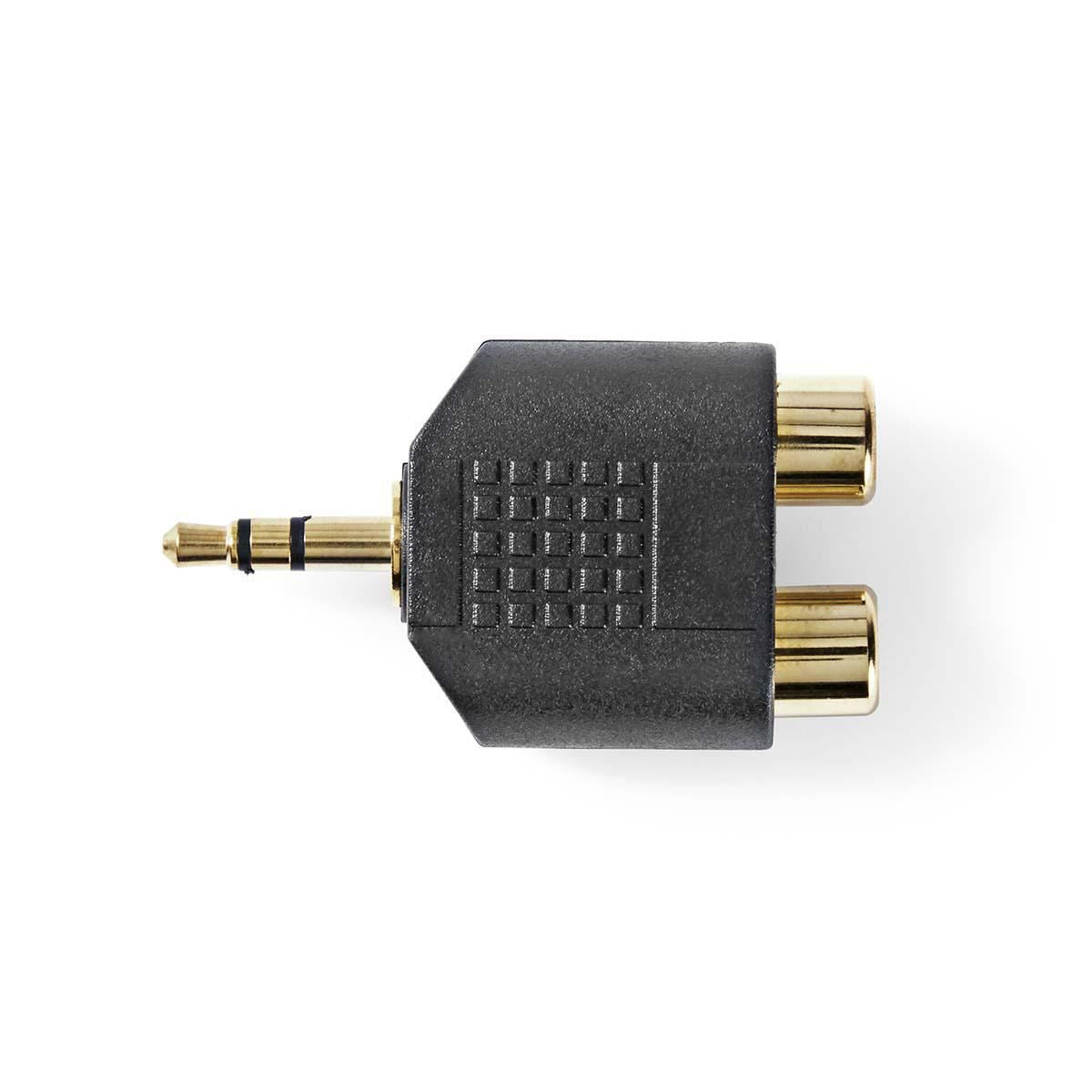 Nedis Stereo Audio Adapter | 3.5 mm Male | 2x RCA Female | Gold Plated | Straight | ABS | Black | 10 pcs | Envelope