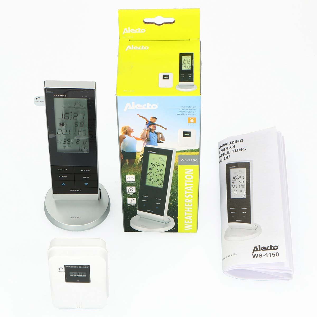 Alecto WS-1050 Indoor/Outdoor Wireless Weather Station, Temperature, Humidity, Moon Phase & More - Silver