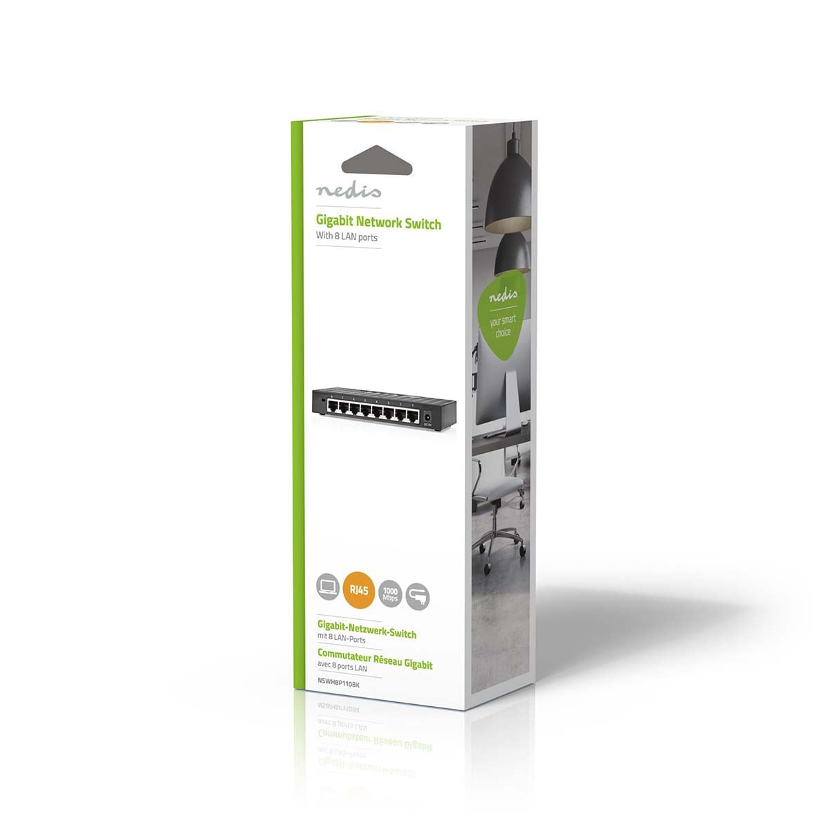 Nedis Network Switch | Wired speed: Gigabit | Number of ethernet ports: 8