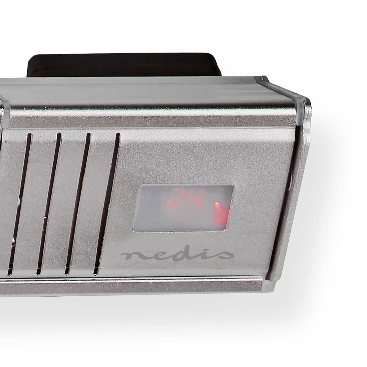 Nedis Outdoor Wall Mounted Halogen Electric Garden Patio Heater, 2000W, IP65 Rated, with 9 Power Settings, Remote Control and Adjustable Heat Angle