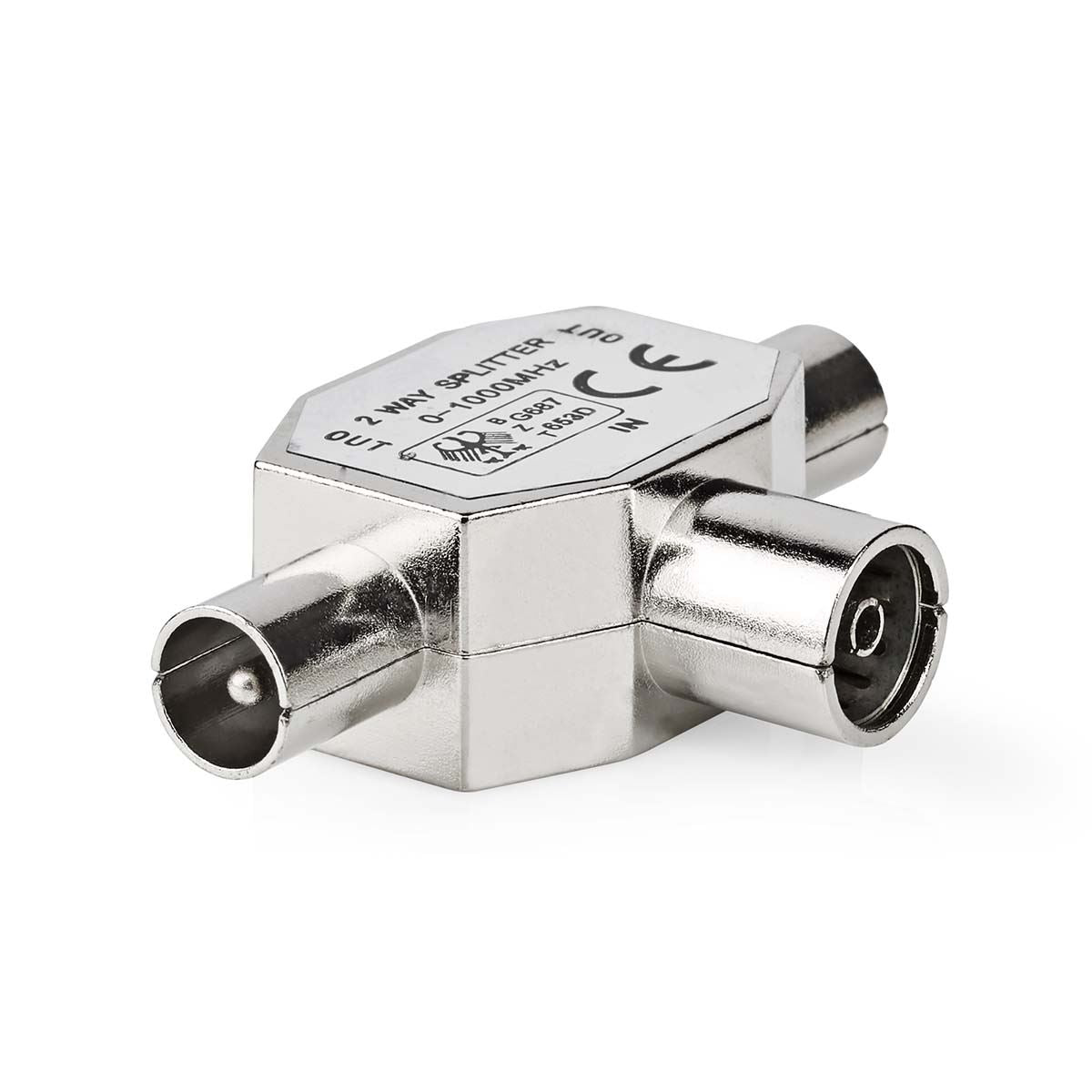 TV Antenna Adapter Splitter EC Ariel (Coax) Female to  2x Ariel Coax Male 75 Ohm T-Splitter