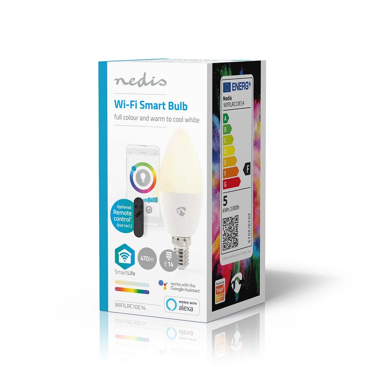 Nedis SmartLife Full Colour LED Bulb | E14 | 470 lm | 4.9 W | RGB / Warm to Cool White | 2700 - 6500 K | Android™ / IOS | Candle | 1 pcs