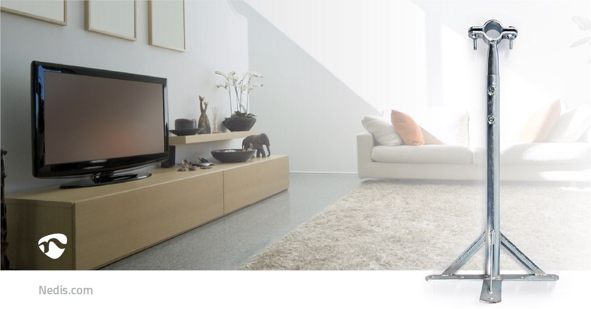 Nedis Steel TV Aerial Mast Pole Wall Facia Loft Mount Adjustable 550mm / 32 - 42 mm