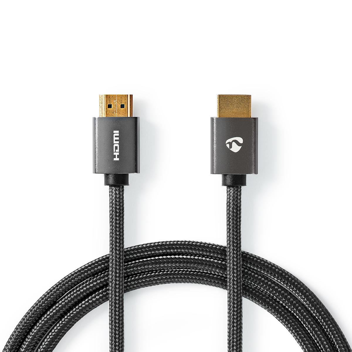 Nedis High Speed HDMI™ Cable with Ethernet | HDMI™ Connector | HDMI™ Connector | 4K@60Hz | ARC | 18 Gbps | 3.00 m | Round | Cotton | Gun Metal Grey | Cover Window Box