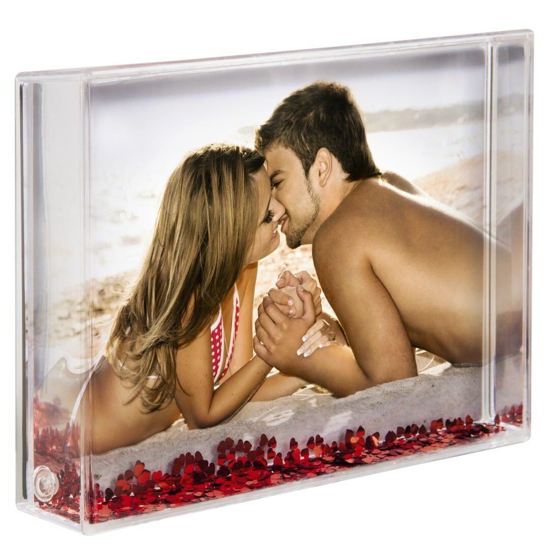Hama Love Heart Glitter Water Globe Block 3D Photo Frame