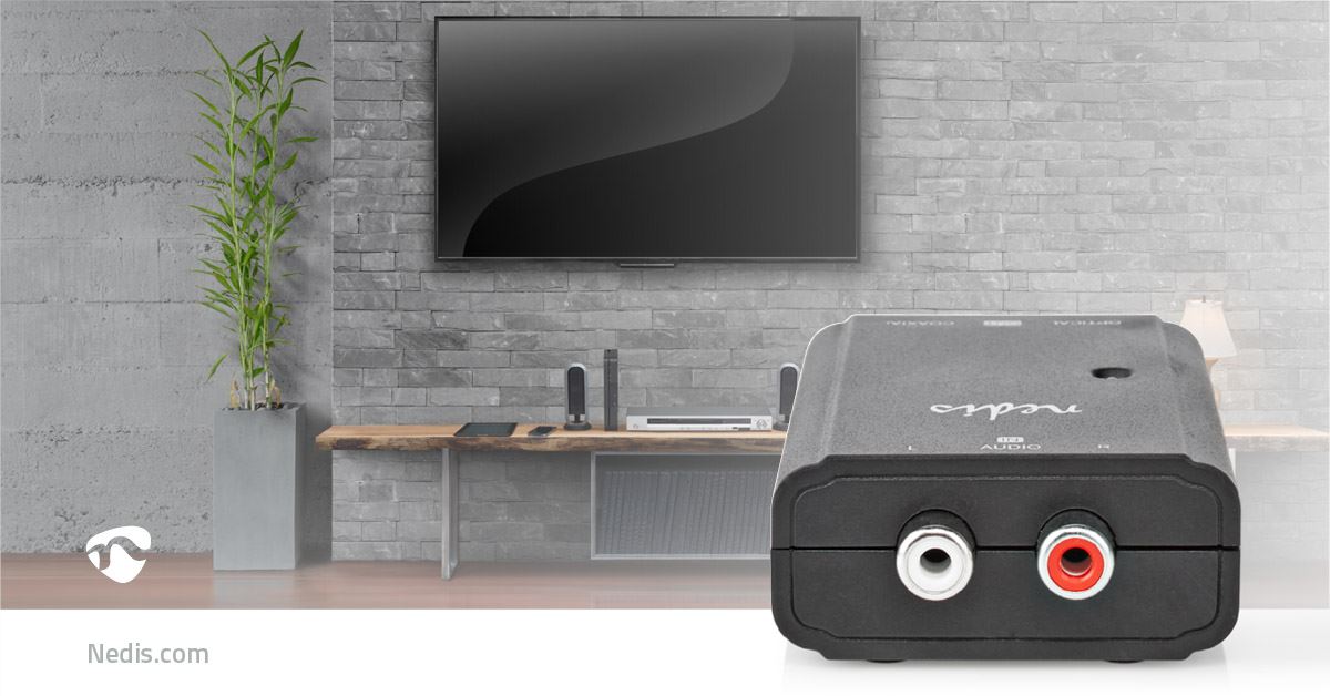 Nedis Digital Audio Converter | 1-way | Connection input: 2x RCA Male to Connection output: 1x S/PDIF (RCA) Female / 1x TosLink Female | Manual | Black