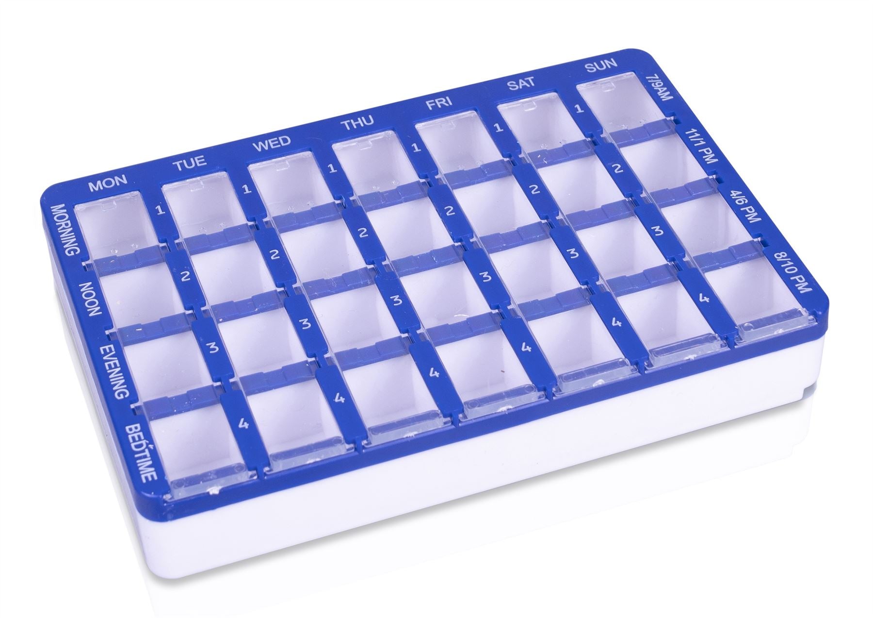 7 Day Weekly 4 Section 28 Compartment Pill Tablet Dispenser Box