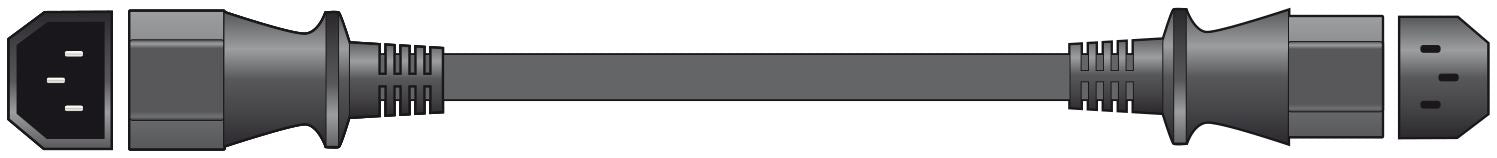 Mercury Power Cable Extension | IEC-320-C14 | IEC-320-C13 | Straight | Straight | Nickel Plated | 1.00 m | Round | PVC | Black