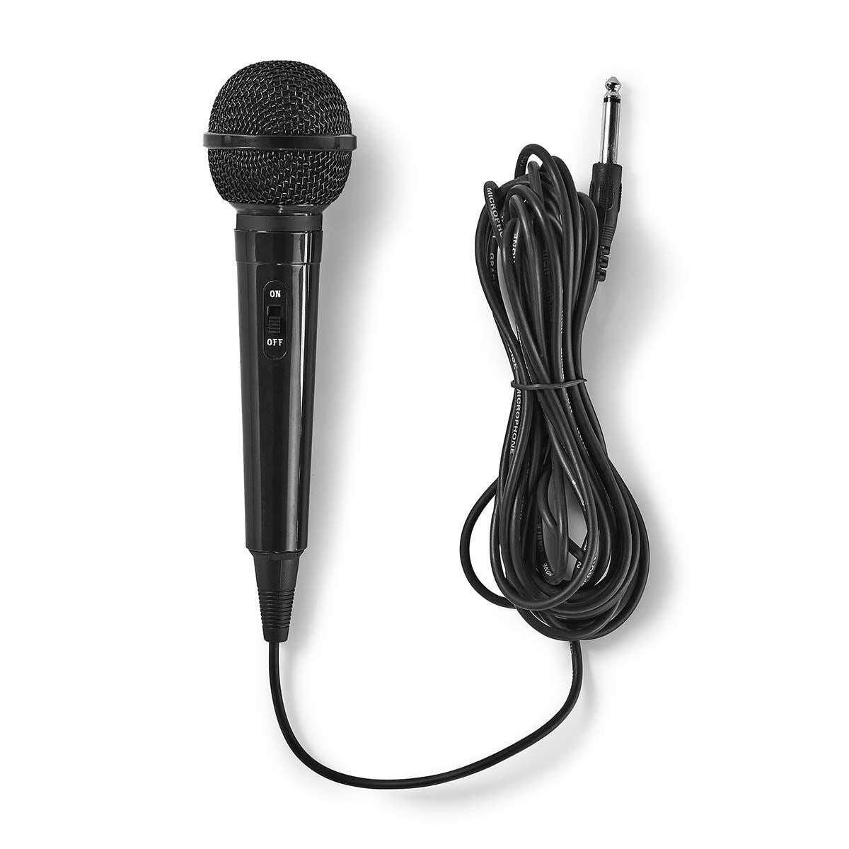 Nedis Uni-Directional Wired 6.5mmm Dynamic Microphone, On/Off, sensitivity 72dB +/- 3dB, 80Hz-13kHz, Wired 5m - ABS Black