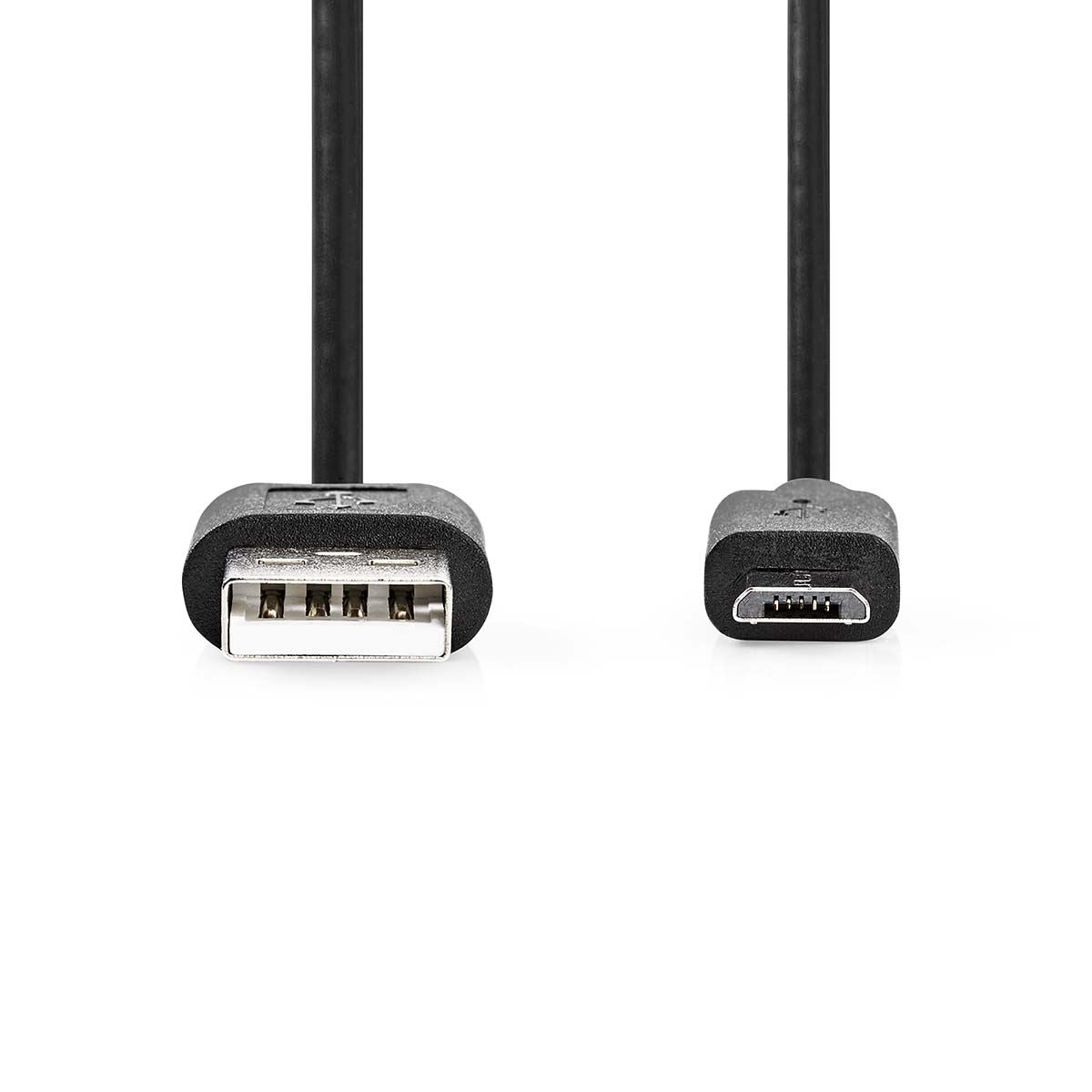 Nedis USB Cable | USB 2.0 | USB-A Male | USB Micro-B Male | 7.5 W | 480 Mbps | Nickel Plated | 1.00 m | Round | PVC | Black | Label