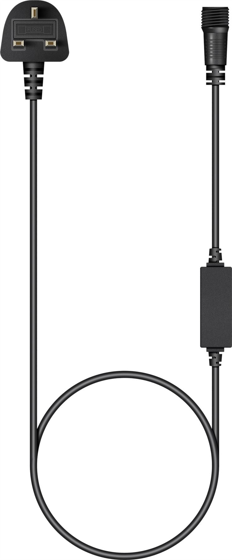 Easy-Connect LED Mains Connecting Lead With 2m Rubber Cable.- Black