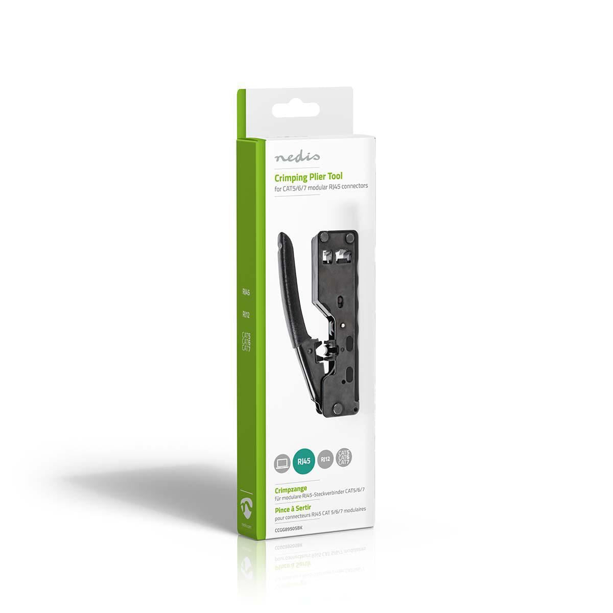 Nedis Crimp pliers | CAT5 / CAT5e / CAT6 / CAT6a / CAT7 / RJ12 / RJ45 | Cutting / Plier | ABS / Steel | Black