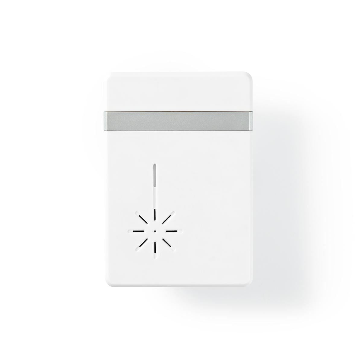 Nedis Wireless Doorbell, Battery Powered Cordless Door Chime Kit with 300m Range, 36 Chimes, Blue LED and 80dB Volume - White