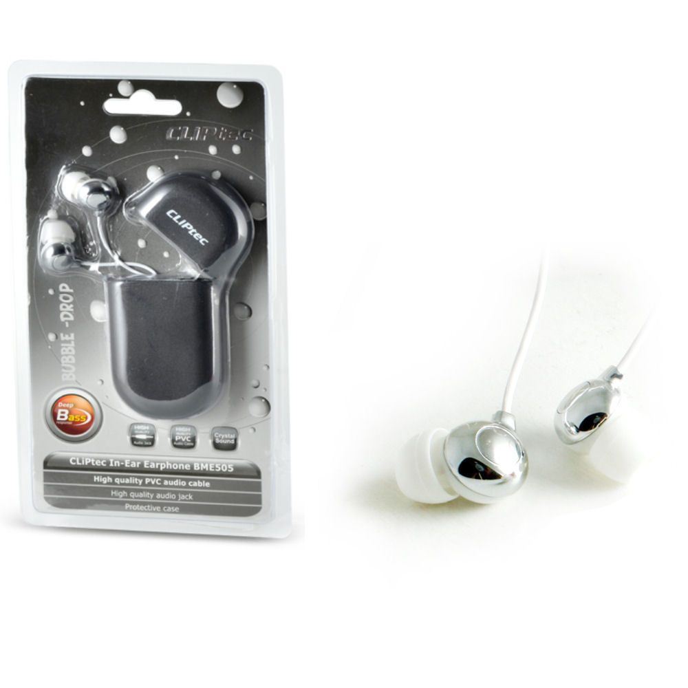 CLiPtec Bubble Deep Base Noise Isolating Earphones with carry case - Silver