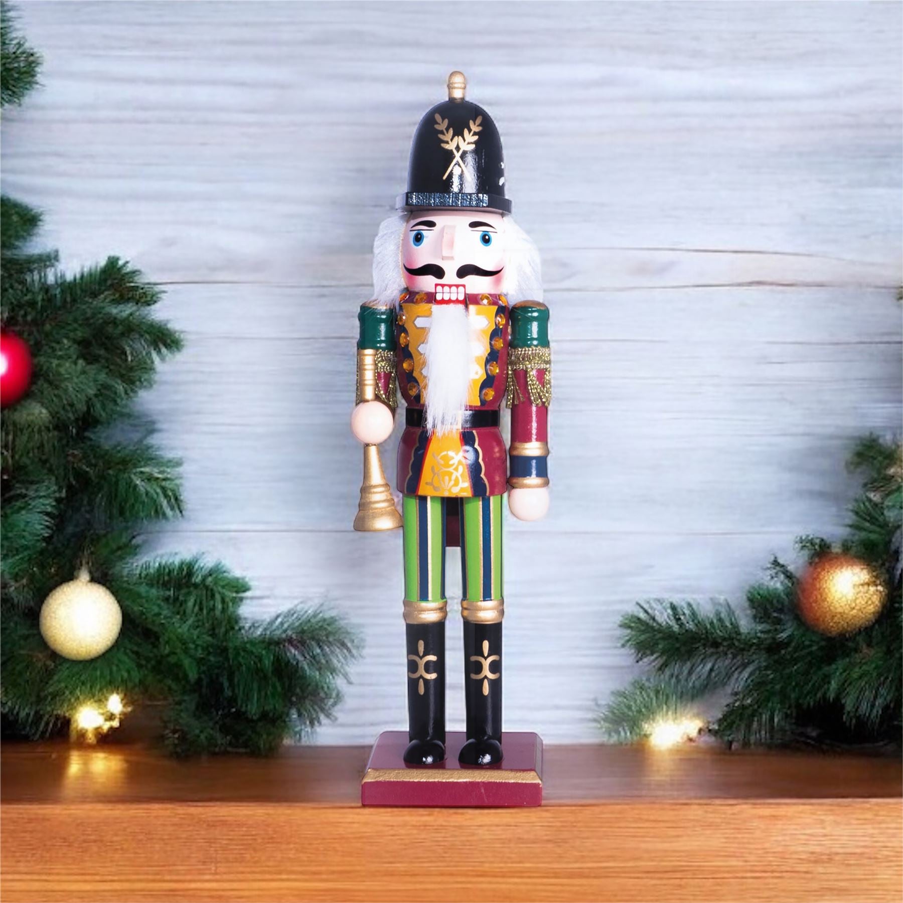 30cm Wooden Traditional Christmas Nutcracker Decoration with Bugle