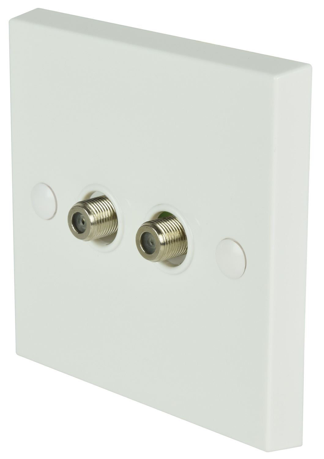 Av:link Twin Satellite 2 x F Type Wall plate Faceplate Socket Connector Outlet Sky - White