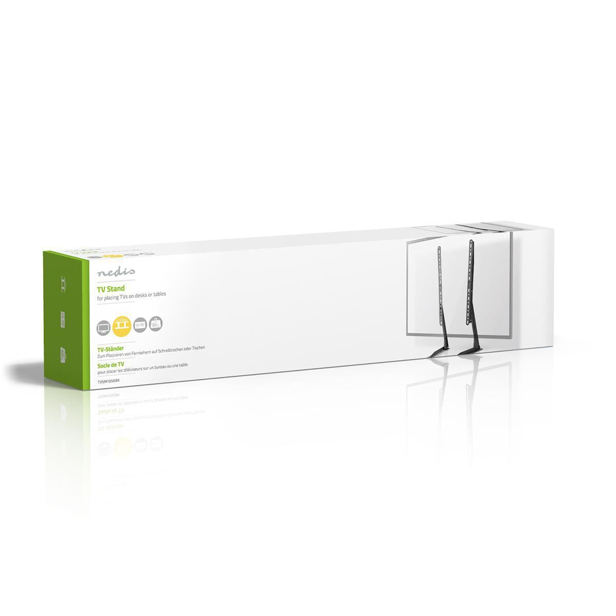 Nedis Fixed TV Desk Stand | 13 - 70 " | Maximum supported screen weight: 50 kg | Adjustable pre-fixed heights | Steel | Black