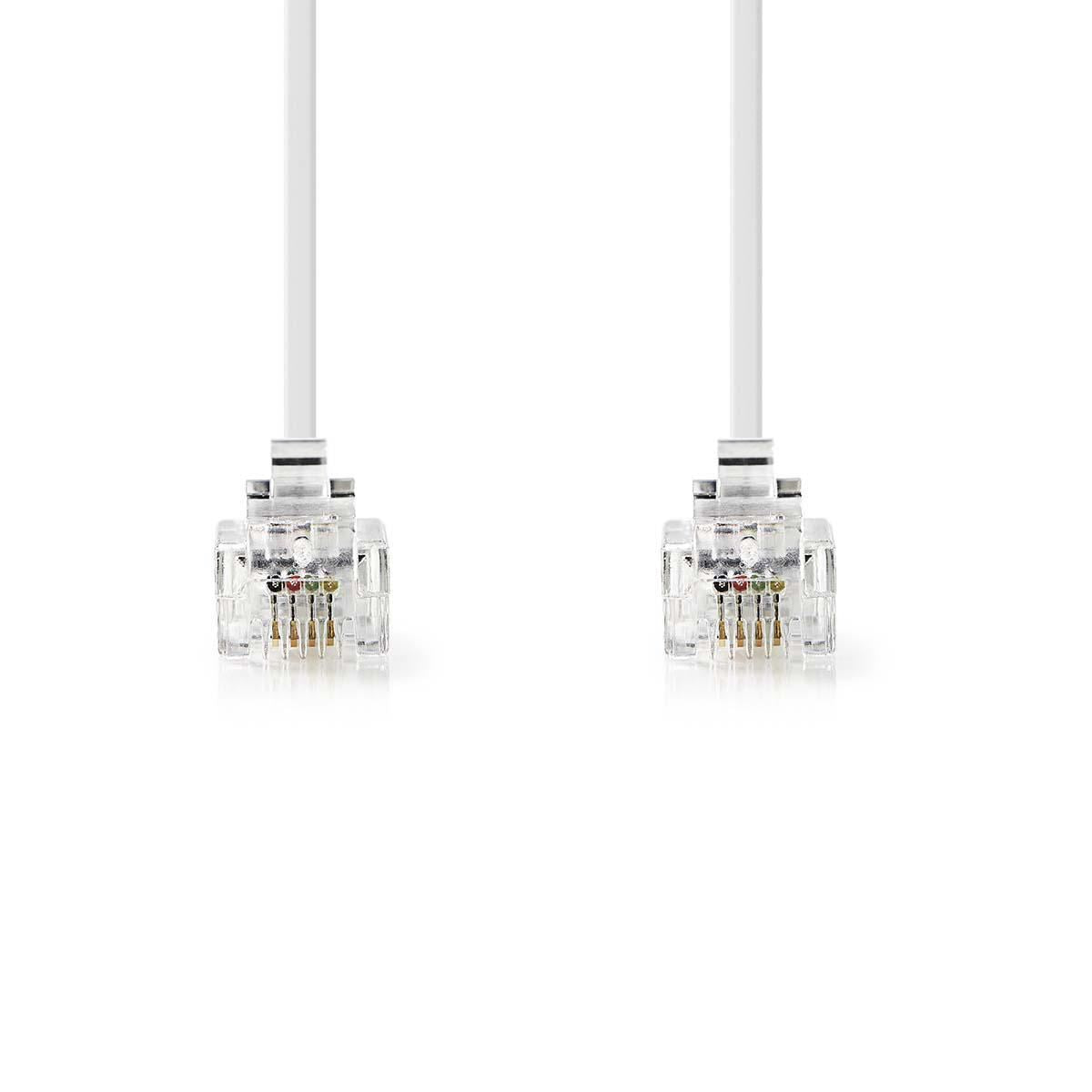 Nedis Telecom Cable | RJ11 Male | RJ11 Male | 5.00 m | Cable design: Flat | Cable type: RJ11 | Transparent / White