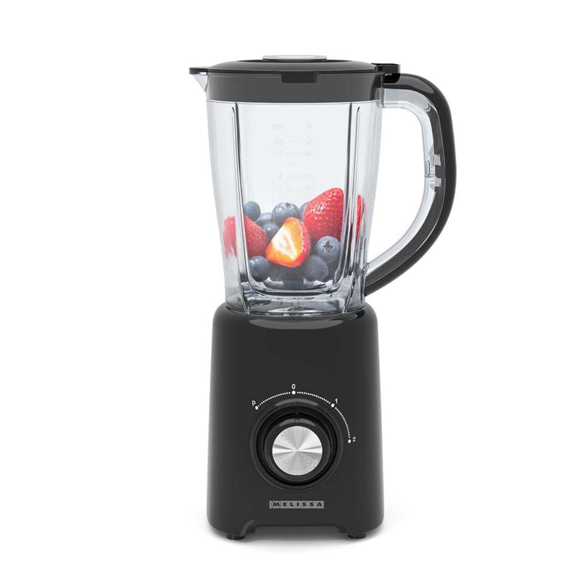 MELISSA Table Top Blender, 800W, with 1.5L Plastic Jug, 2 Speed Settings and Pulse Function, Ideal for Fruit Juice, Vegetables, Soup, Smoothies, Protein Shakes and more - Black