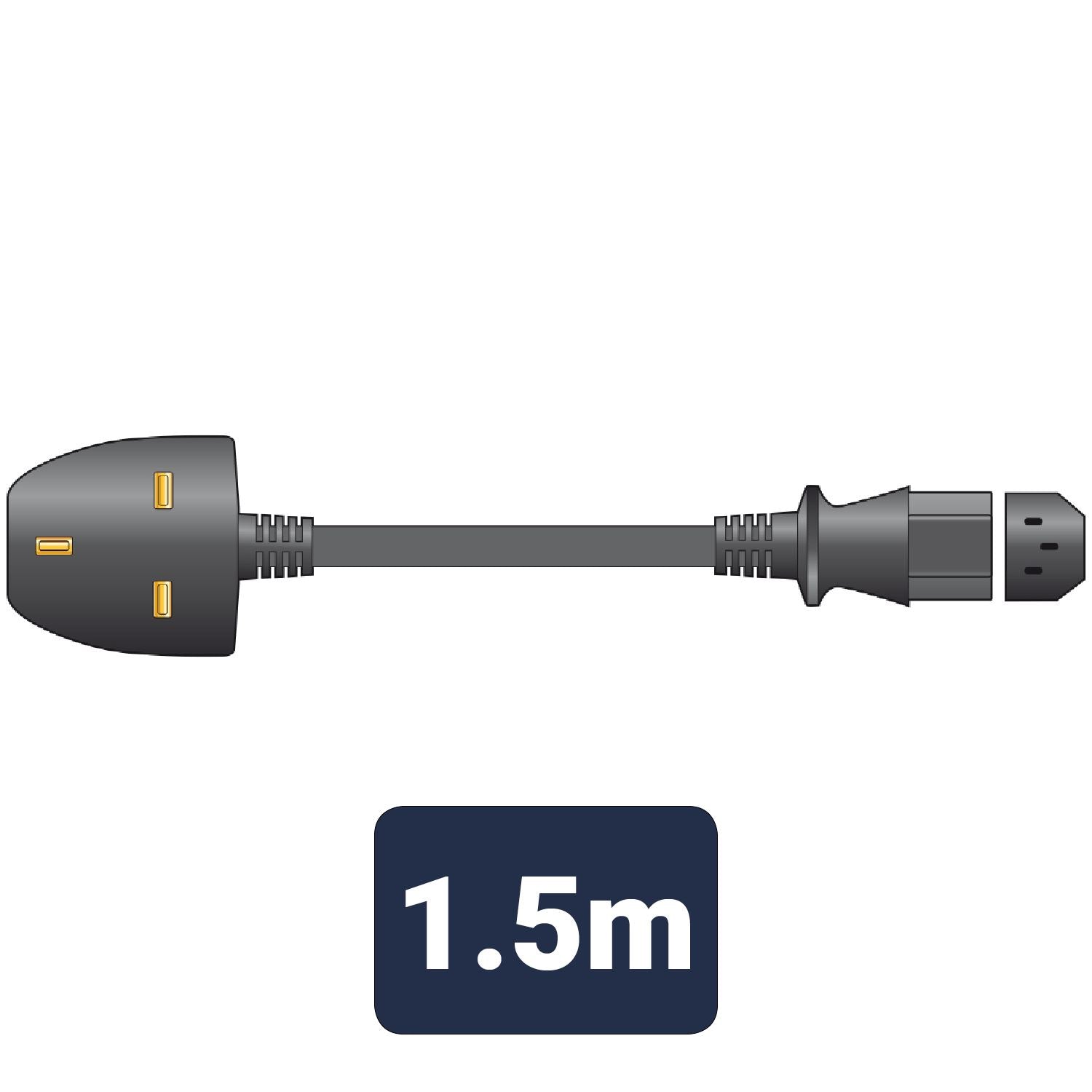 Mercury Power Cable | UK Male | IEC-320-C13| Straight | Nickel Plated | 1.50 m | Round | PVC | Black