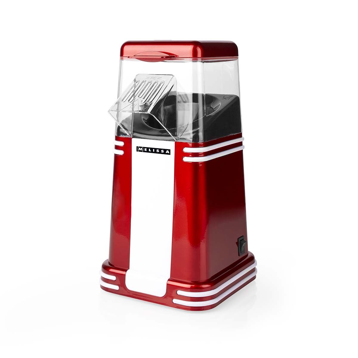 MELISSA Hot Air Popcorn Maker, Retro Table Top Machine for up to 60g of Healthy and Low Fat Popcorn, 1200W - Red/White