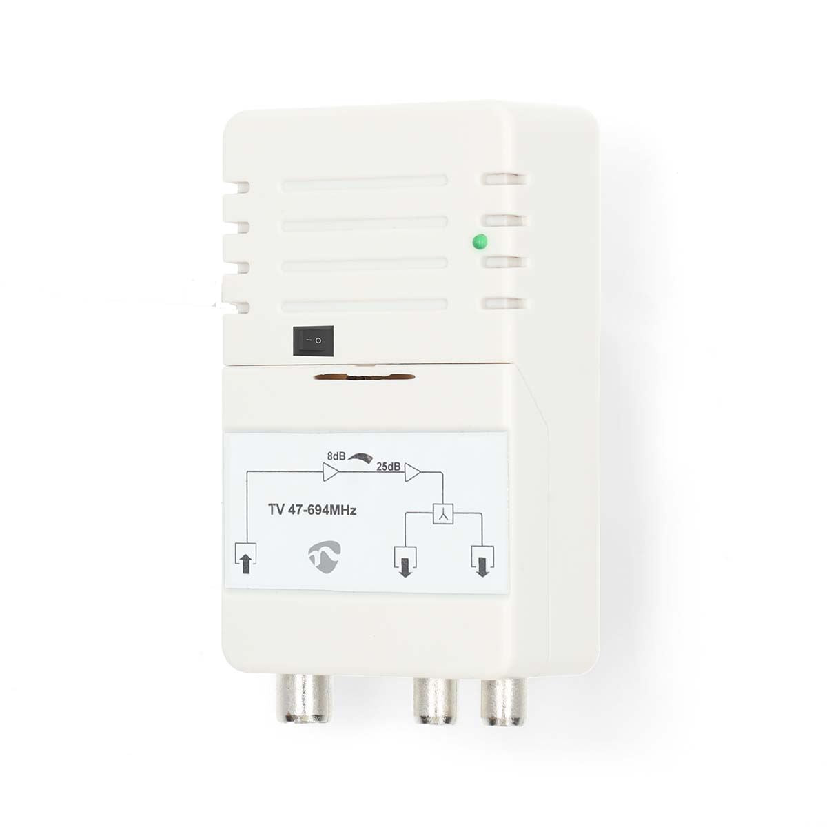Nedis CATV Amplifier | Gain: 25 dB | 47 - 694 MHz | Number of outputs: 2 | Gain control | White