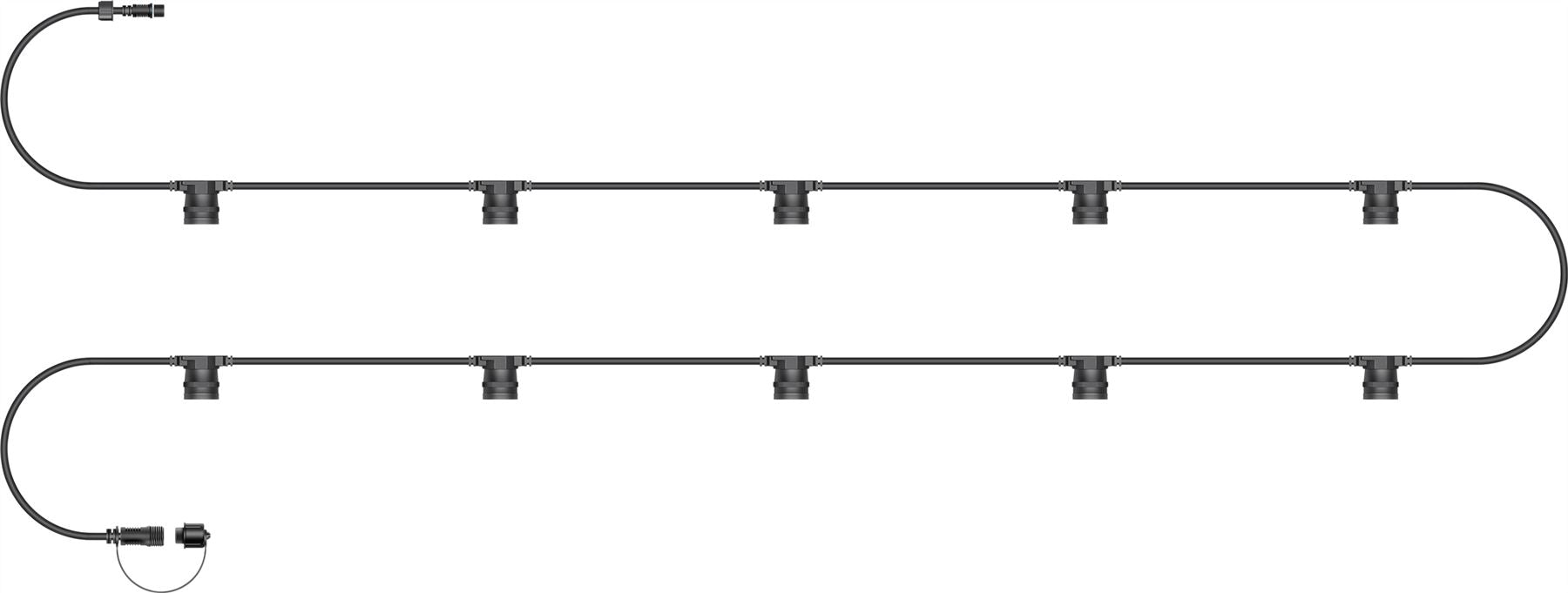 10m 10 Light Easy-Connect Festoon Interconnectable Lighting Black Rubber Cable