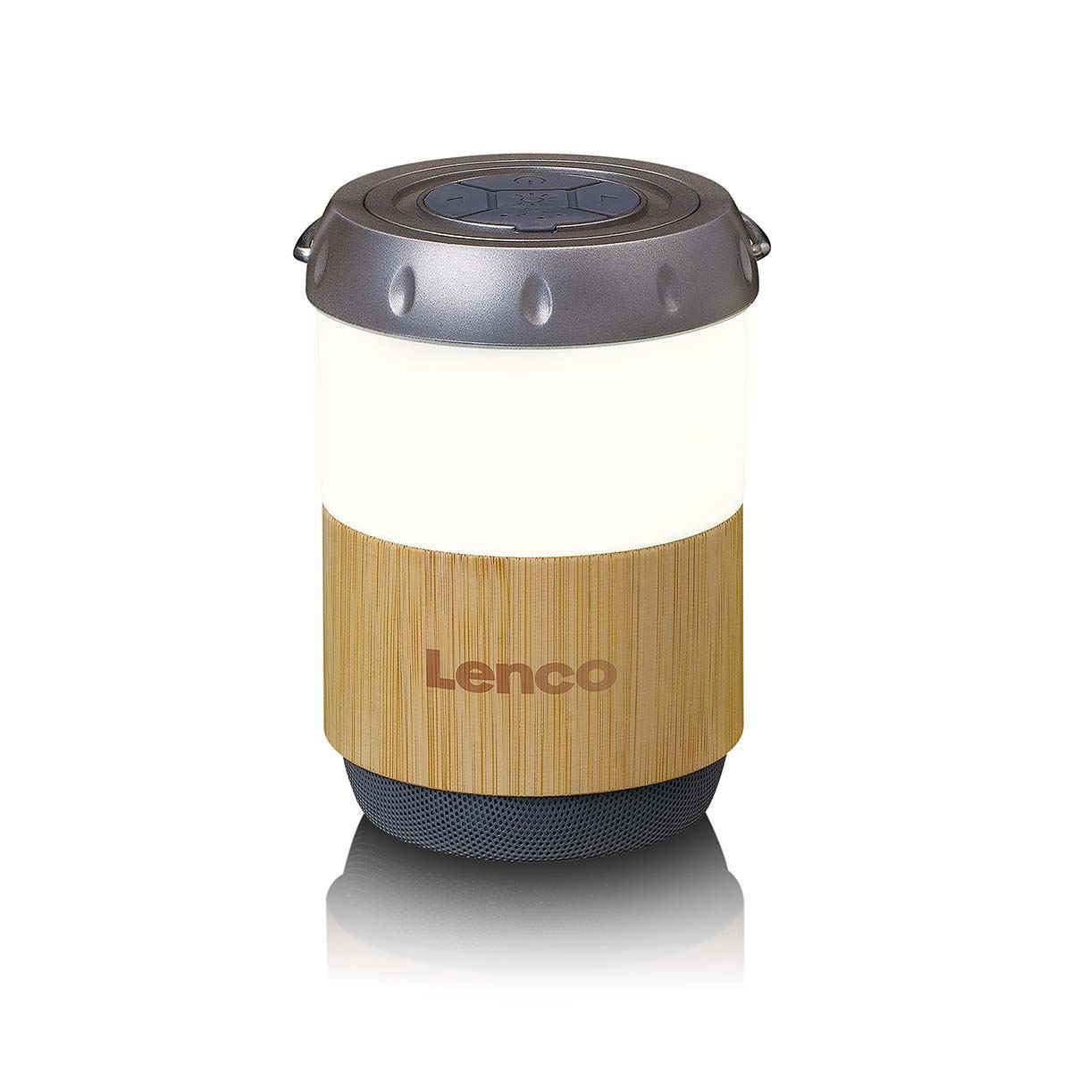 Lenco IPX4 Patio Table Lantern with Built-in Bluetooth® Speaker | Bamboo