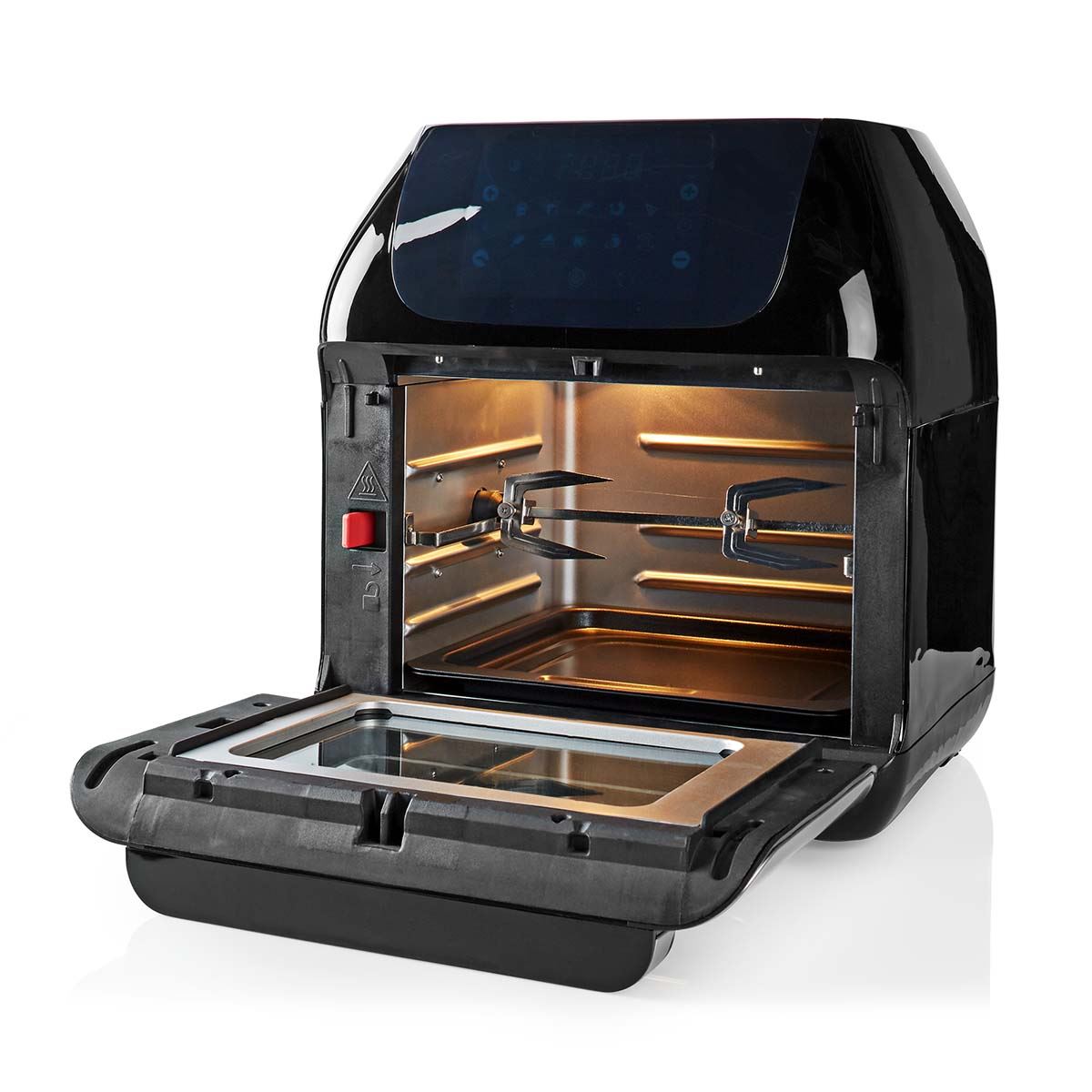 Nedis 12L Hot Air Fryer Mini Oven XXL Multifunctional 9-in-1 with Rotisserie, 9 Pre-Set Programmes, & Timer, 1500W