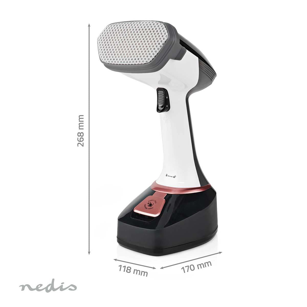 Nedis Garment Steamer, Handheld Clothes Steamer with 320 ml Tank, 1400 W, Vertical & Horizontal Use, Fast Heat-Up, 2-in-1 Brush Head
