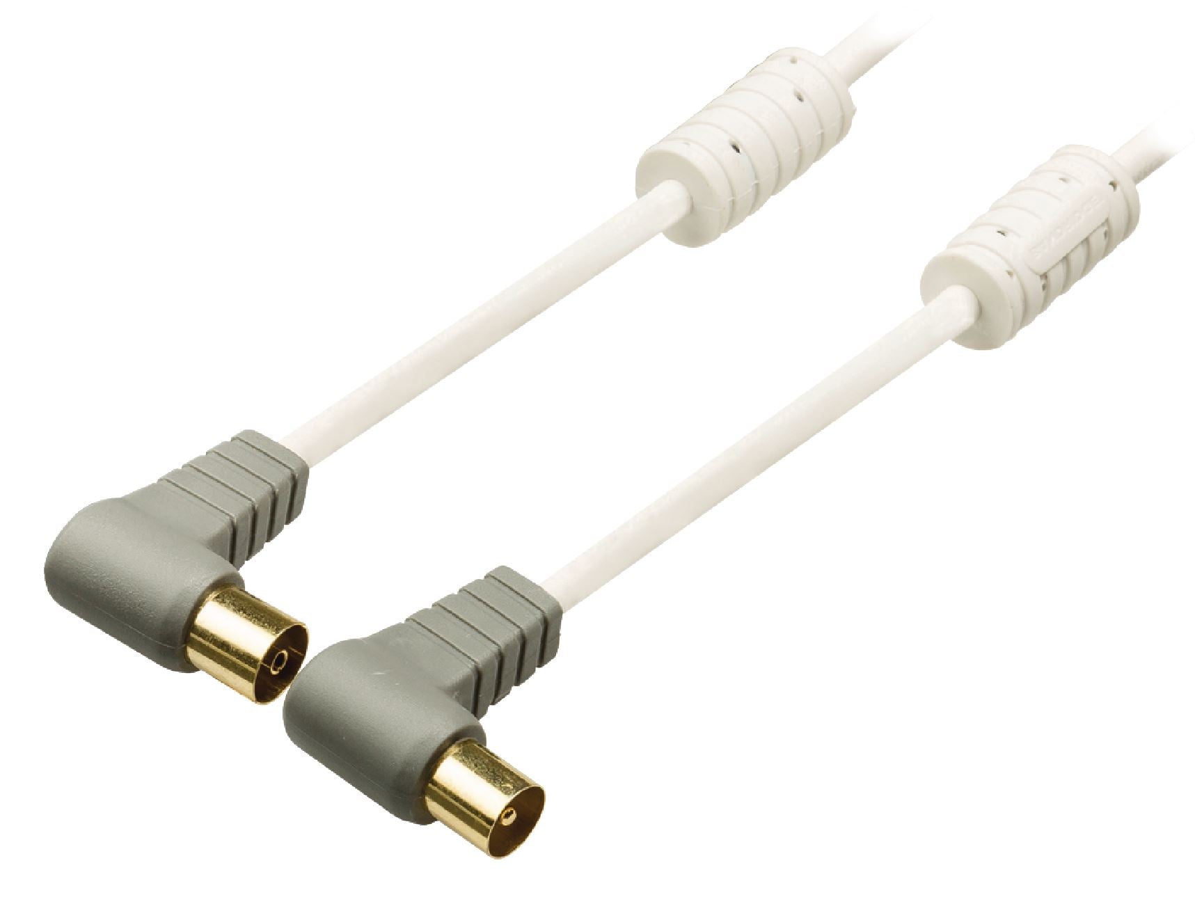 Bandridge 2m Digital TV Ariel Cable Lead Connector Angled Male to Female - White