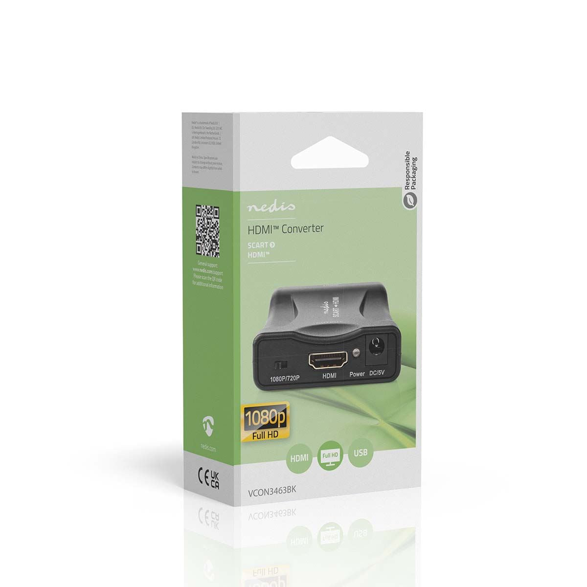 Nedis HDMI™ Converter | SCART Female | HDMI™ Output | 1-way | 1080p | 1.2 Gbps | ABS | Black
