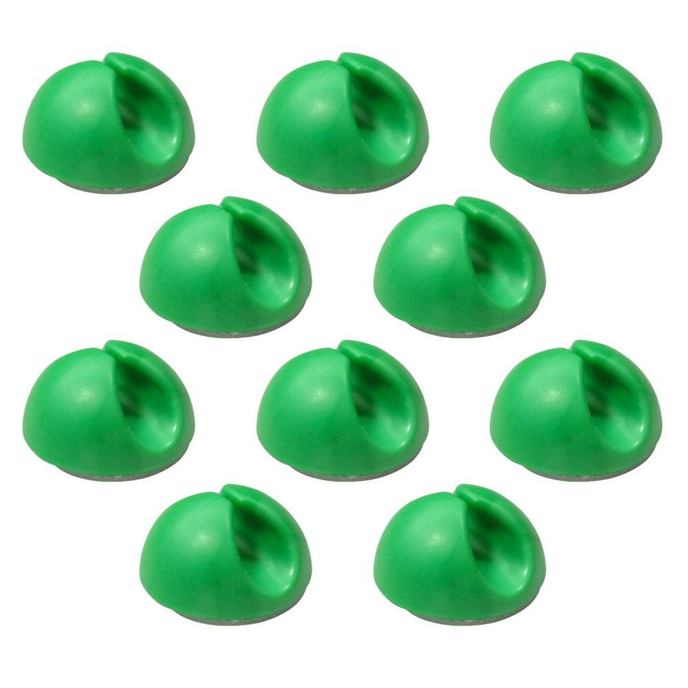 Ex-Pro 10 Pack Single Cable Desk Tidy Clips, Self Adhesive Cord Holder Clips for USB Power Wire PC Office Home, Green