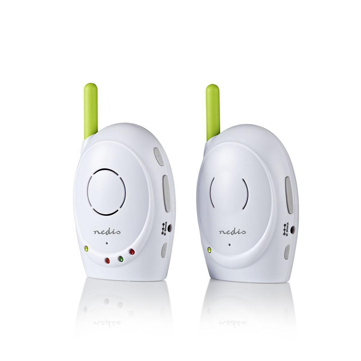 Nedis Audio Baby Monitor - Wireless Baby Phones with Intercom and 300m Range - Set of 2 - Green/White