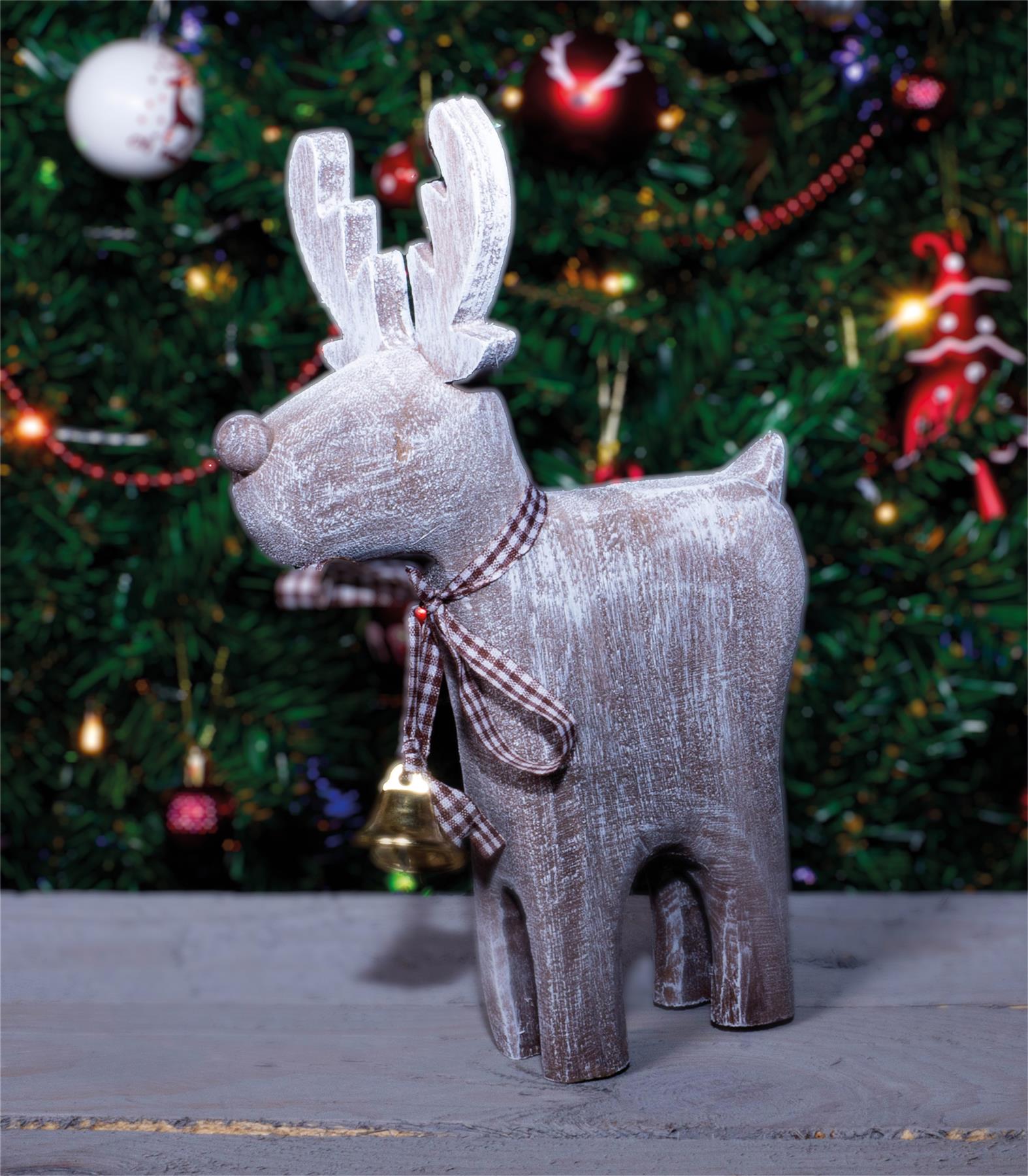 Rustic Wooden Christmas Reindeer Decoration Ornament