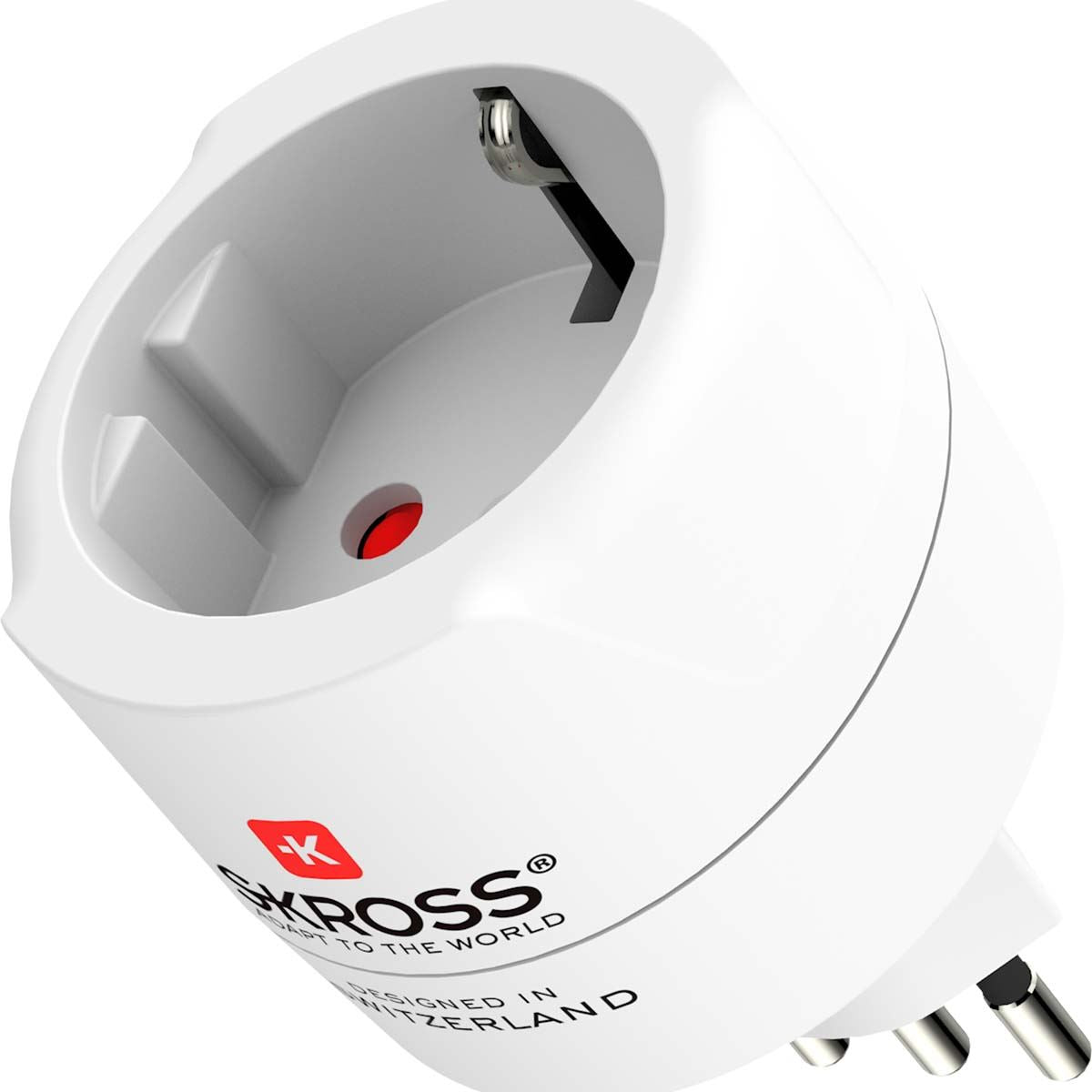 Skross Travel adapter Europe to Switzerland + Italy + Brazil - For 2- and 3-pole devices (grounding or Euro-plug)