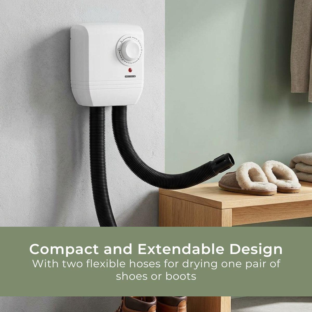 Melissa Electric 250w Shoe Dryer, Wall Mounted Boot Warmer with Heat Blower, 2 Warm Air Exhausts and Timer, Quick Drying for Wet Shoes, Gloves, Hats, Socks, Trainers, Boots and more