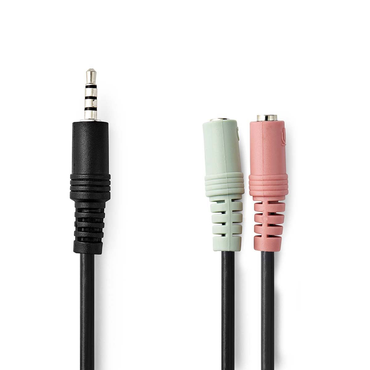 Nedis Stereo Audio Cable | 3.5 mm Male | 2x 3.5 mm Female | Nickel Plated | 0.20 m | Round | Black | Envelope