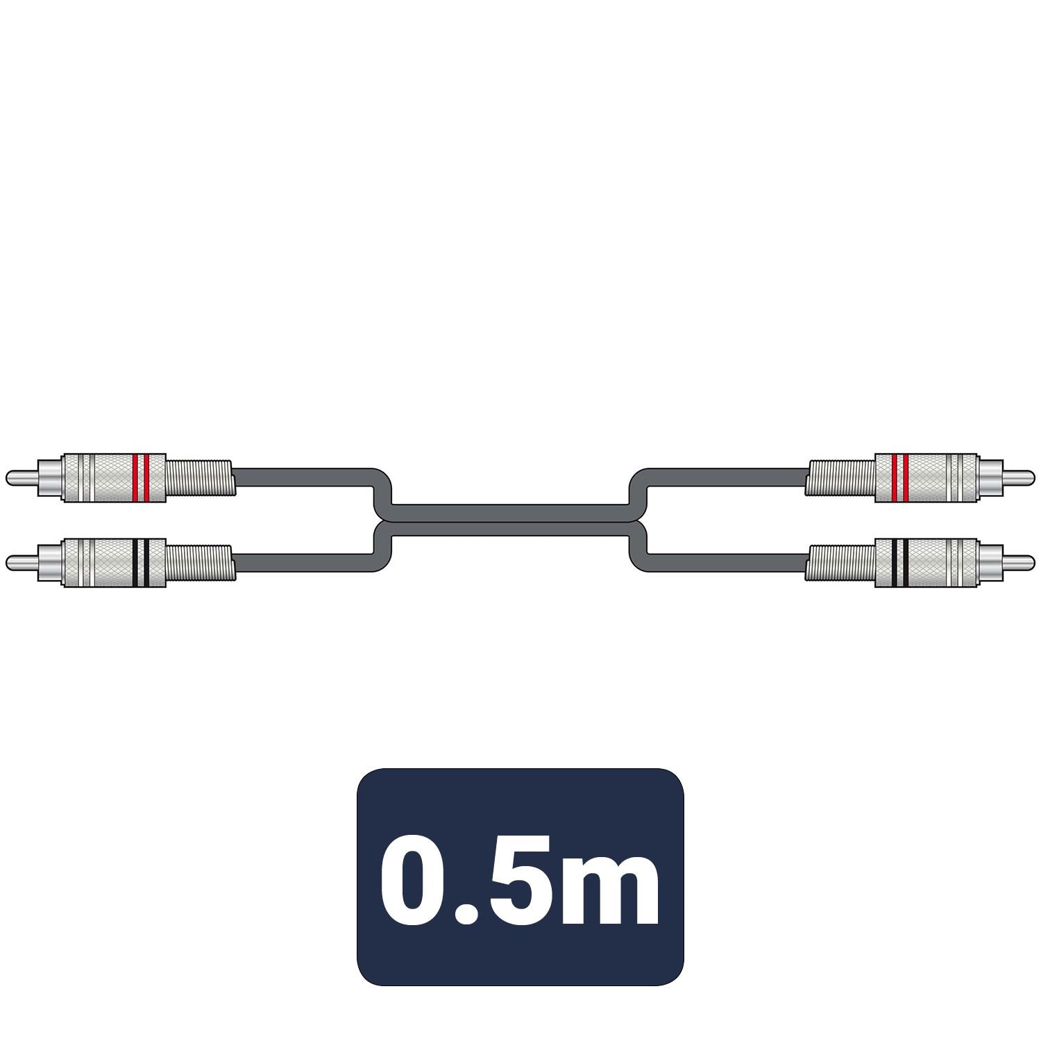 Citronic 0.5m 50cm Classic Audio Leads 2 x RCA Plugs - 2 x RCA Plugs