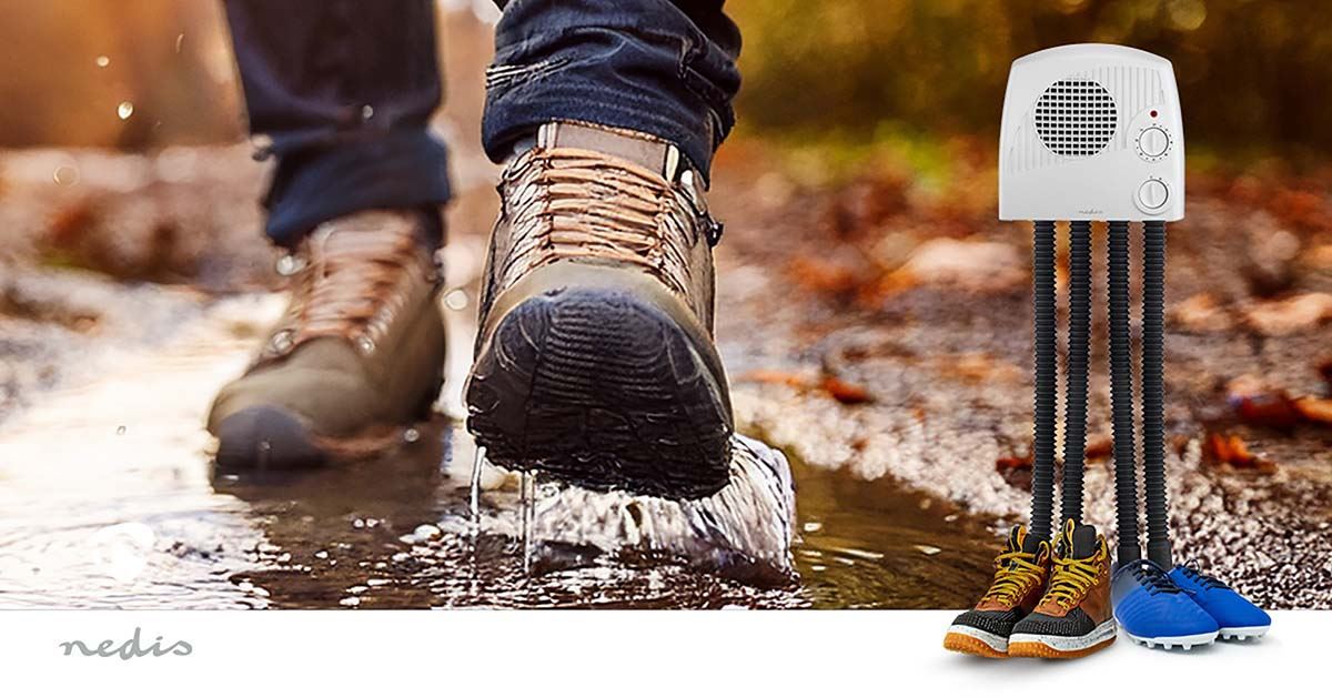 Nedis Electric 350w Shoe Dryer, Wall Mounted Boot Warmer with Heat Blower, 4 Warm Air Exhausts and Timer, Quick Drying for Wet Shoes, Gloves, Hats, Socks, Trainers, Boots and more