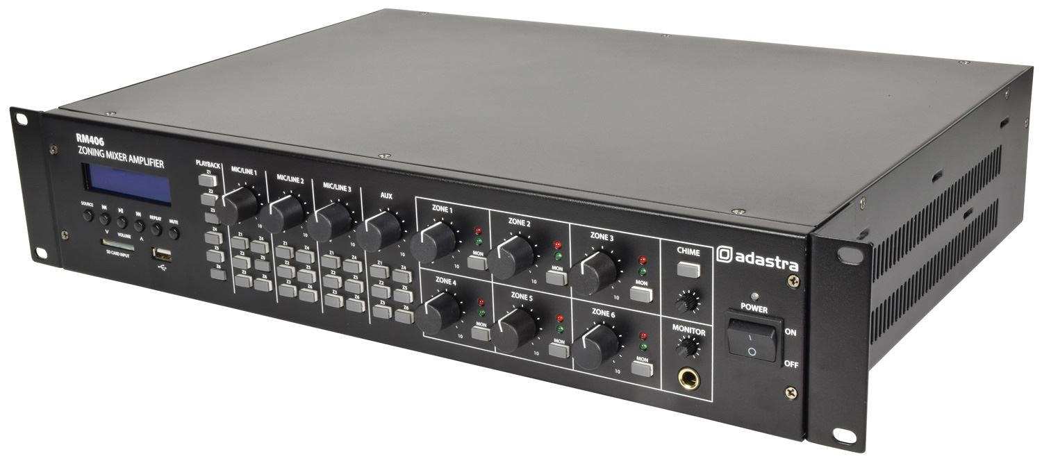 Adastra RM406 Mixer-Amp 100V 6 x 40W + USB/SD/FM/BT