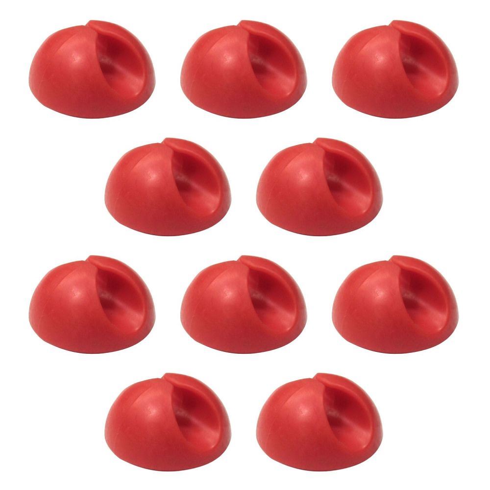 Ex-Pro 10 Pack Single Cable Desk Tidy Clips, Self Adhesive Cord Holder Clips for USB Power Wire PC Office Home, Red