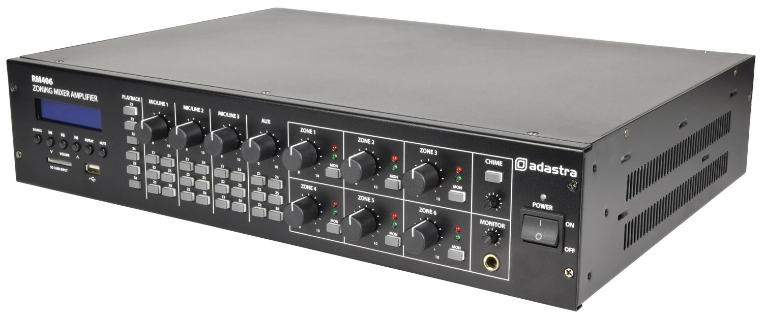 Adastra RM406 Mixer-Amp 100V 6 x 40W + USB/SD/FM/BT
