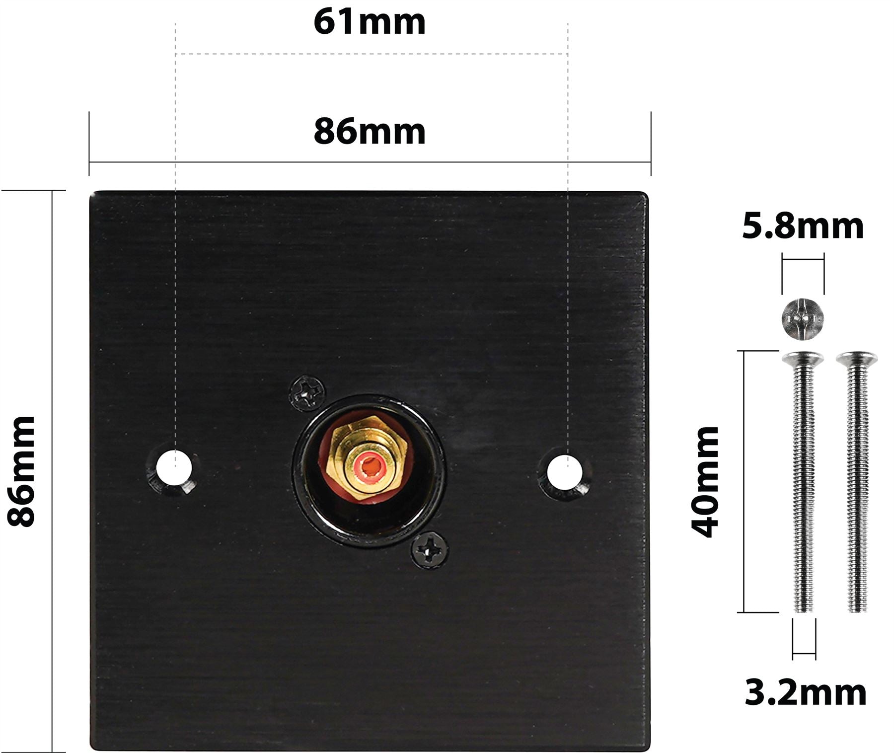 Black Wall Face Plate Electrical AV Slim Series 1 x Phono Socket Wall Plate Metal