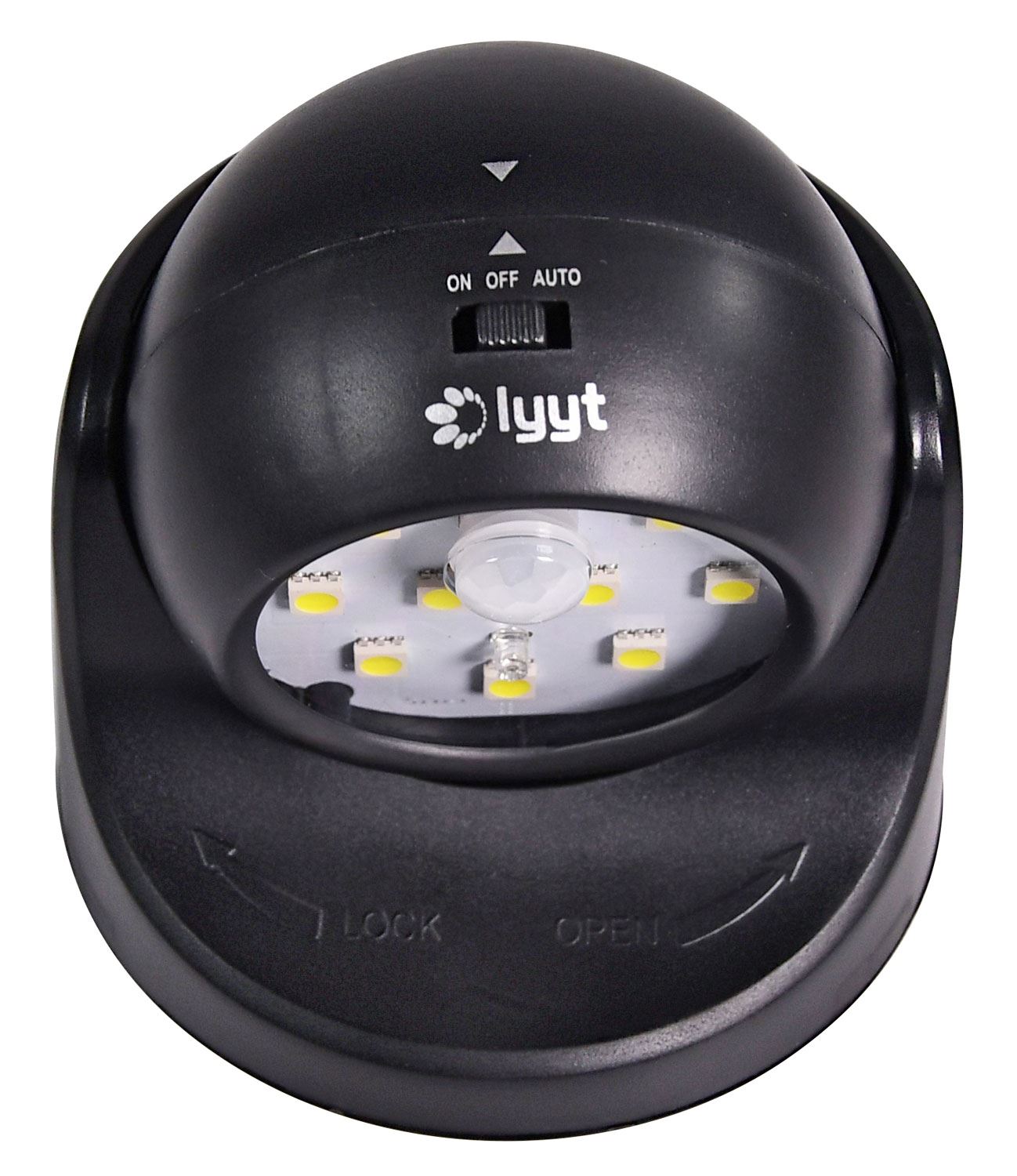 Lyyt Wireless LED Motion Sensor Light, Outdoor PIR Floodlight, Removeable Head, 360° Rotation, Battery Powered - Black
